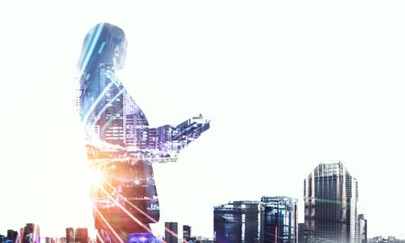 Modern business lifestyle. Mixed mediaの写真素材