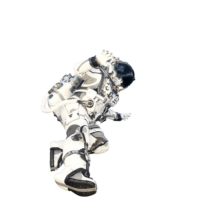 Spaceman in suit on white background. Mixed mediaの写真素材