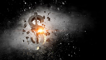 Concept of financial crisis. Mixed mediaの写真素材