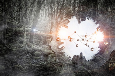 Conceptual image of construction and production with gears and cogwheels. 3d rendering