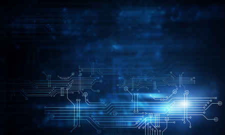 Blue technology background with circuit board conceptの写真素材