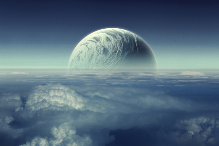 Abstract background image with space planets and starry sky.の写真素材