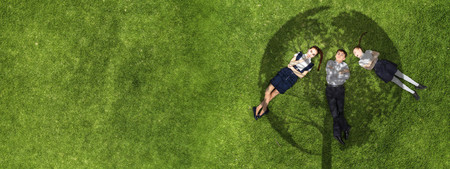 Children in summer parkの写真素材