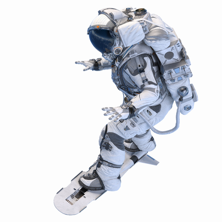 Spaceman on flying board. Mixed mediaの写真素材
