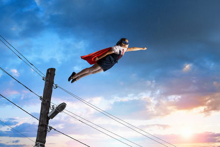 She has super skills. Mixed mediaの写真素材