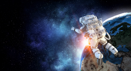 Astronaut on space mission. Mixed media