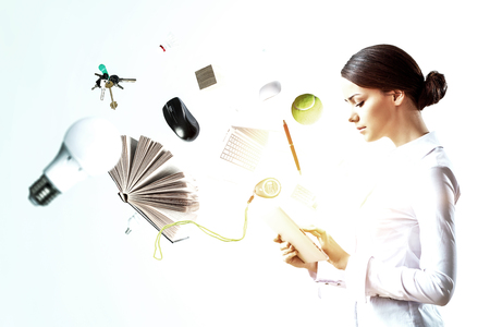 Woman using tablet deviceの写真素材