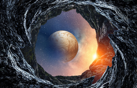 Space planets and nebulaの写真素材