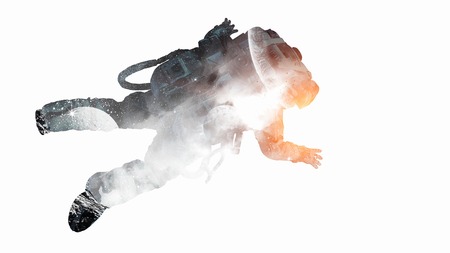 Spaceman on white. Mixed mediaの写真素材
