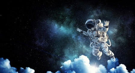 Astronaut on space mission. Mixed media