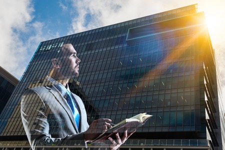 Businessman thinking something overの写真素材