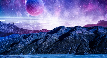 Space planets and nebulaの写真素材