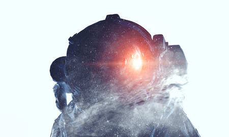 Spaceman on white. Mixed mediaの写真素材