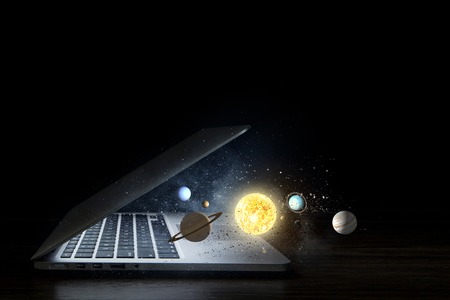 In the world of technologies. Mixed mediaの写真素材