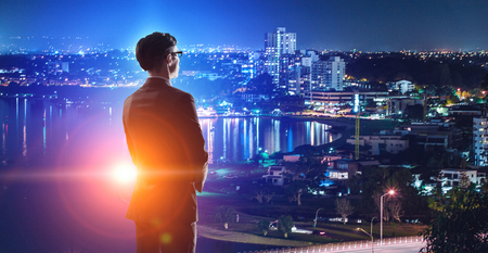 Working till late night. Mixed mediaの写真素材