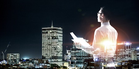 Working till late nightの写真素材