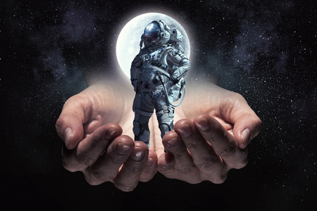 Astronaut on his mission. Mixed mediaの写真素材