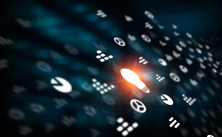 Innovative technology background. Mixed mediaの写真素材