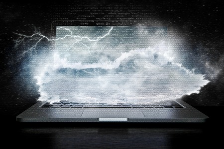 Opened notebook deviceの写真素材