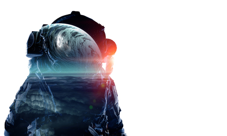 Spaceman on white. Mixed mediaの写真素材