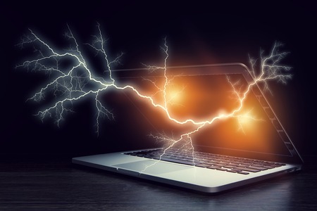 Opened notebook deviceの写真素材