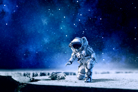 Astronaut on the Moon. Mixed mediaの写真素材