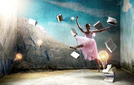 Dreaming to become ballerina. Mixed mediaの写真素材