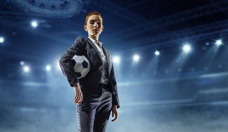 She is playing her own game. Mixed mediaの写真素材