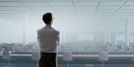 Open plan offices. Mixed mediaの写真素材