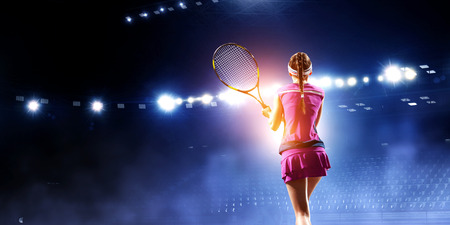 Big tennis player. Mixed mediaの写真素材