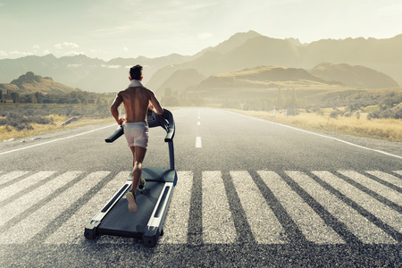 Choose your route for running. Mixed mediaの写真素材