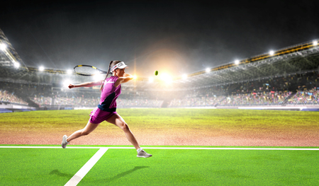 Big tennis player. Mixed mediaの写真素材