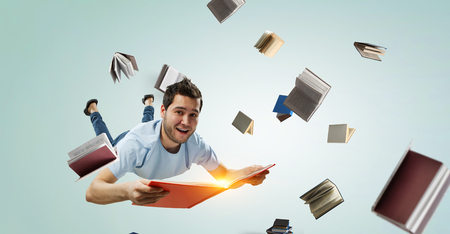 Reading as self education. Mixed mediaの写真素材
