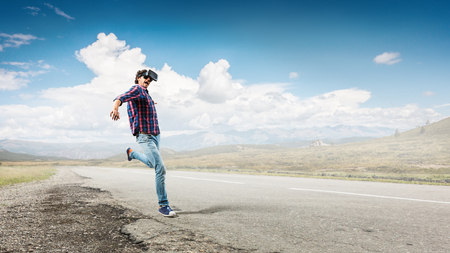 Try virtual reality. Mixed mediaの写真素材