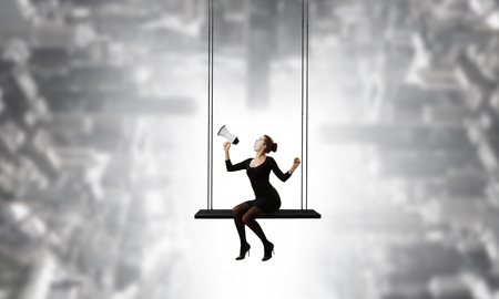 Young woman mime. Mixed mediaの写真素材