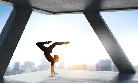 Gymnast girl in jump Mixed mediaの写真素材