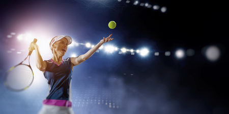 Big tennis player. Mixed mediaの写真素材