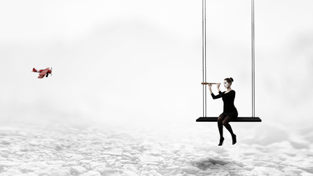 Young woman mime. Mixed mediaの写真素材