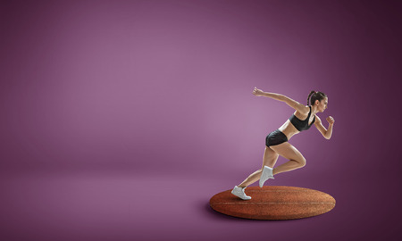 Running her victory race. Mixed mediaの写真素材