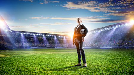 She is playing her own game. Mixed mediaの写真素材