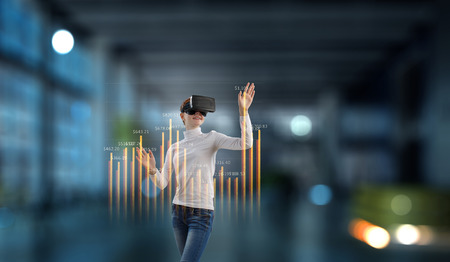 Experiencing virtual technology world. Mixed media