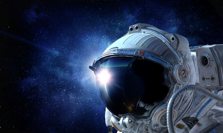 Astronaut pioneer doing research. Mixed mediaの写真素材