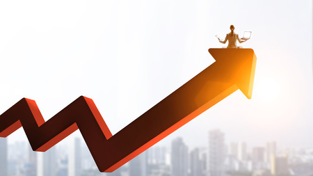 Her progress and success. Mixed mediaの写真素材