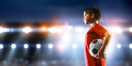 Little soccer champion. Mixed mediaの写真素材