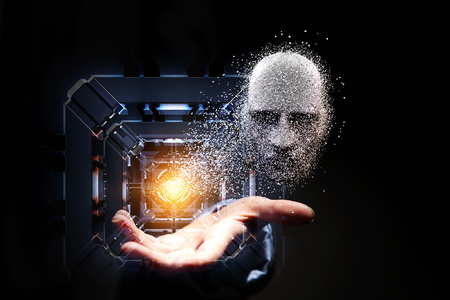Digital head, artificial intelligence conceptの写真素材