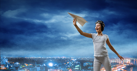 Dream Of Flying On Airplaneの写真素材
