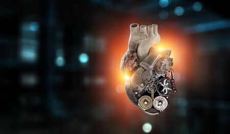 Anatomic heart made with gears and mechanic partsの写真素材