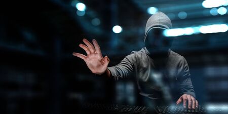 Hacker in hoodie dark theme
