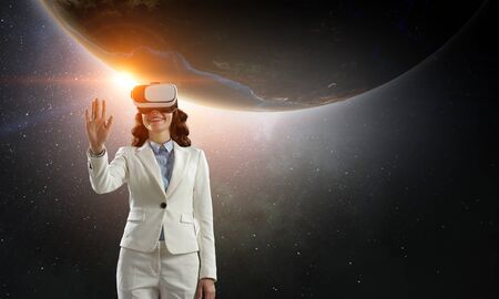 Young female in virtual reality