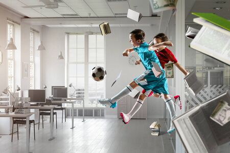 Little soccer champions. Mixed mediaの写真素材